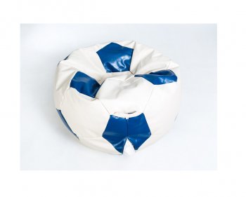 Кресло-мешок Мяч большой Экокожа бело-синее в Кудымкаре - kudymkar.mebel-74.com | фото