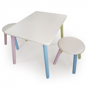 Детский комплект стол и два табурета круглых  (Белый, Белый, Цветной) в Кудымкаре - kudymkar.mebel-74.com | фото