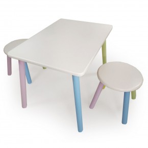 Детский комплект стол и два табурета круглых с накладкой Алфавит (Белый, Белый, Цветной) в Кудымкаре - kudymkar.mebel-74.com | фото
