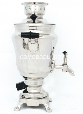 Электрический самовар из латуни никелированный на 1,5 литра форма "Тюльпан" с защитой от выкипания в Кудымкаре - kudymkar.mebel-74.com | фото