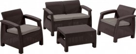 Комплект мебели Корфу сет (Corfu set) коричневый - серо-бежевый * в Кудымкаре - kudymkar.mebel-74.com | фото