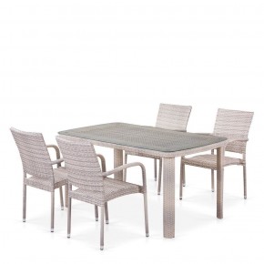 Комплект плетеной мебели T256C/Y376C-W85 Latte (4+1) + подушки на стульях в Кудымкаре - kudymkar.mebel-74.com | фото