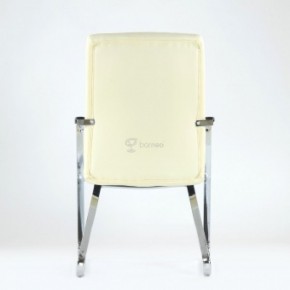 Кресло Barneo K-25 для посетителей и переговорных (хром, бежевая экокожа) в Кудымкаре - kudymkar.mebel-74.com | фото