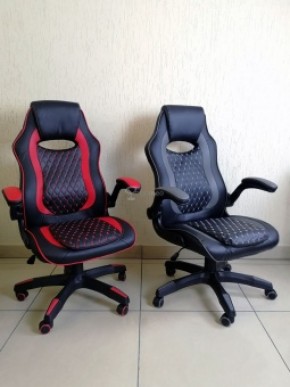 Кресло геймерское Barneo K-37 (черная экокожа красные вставки) в Кудымкаре - kudymkar.mebel-74.com | фото