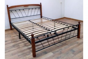 Кровать "Муза 1" КМД10 Черная (1600*2000) (ножки-махагон) с коваными изделиями в Кудымкаре - kudymkar.mebel-74.com | фото