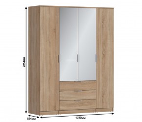 Шкаф 4х дверный с зеркалами Николь СБ-2595/1 (Дуб Сонома) в Кудымкаре - kudymkar.mebel-74.com | фото