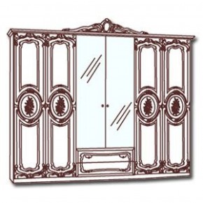 Шкаф 6-и дверный с зеркалами (01.146) Роза (могано) в Кудымкаре - kudymkar.mebel-74.com | фото