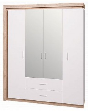 Шкаф для одежды с ящиками 4-х створчатый с зеркалом Люмен 16 в Кудымкаре - kudymkar.mebel-74.com | фото