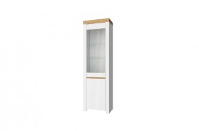Шкаф с витриной  1V1D, TAURUS, цвет белый/дуб вотан в Кудымкаре - kudymkar.mebel-74.com | фото