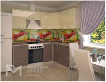 Кухонный гарнитур угловой Волна 2100 (ваниль/капучино) в Кудымкаре - kudymkar.mebel-74.com | фото